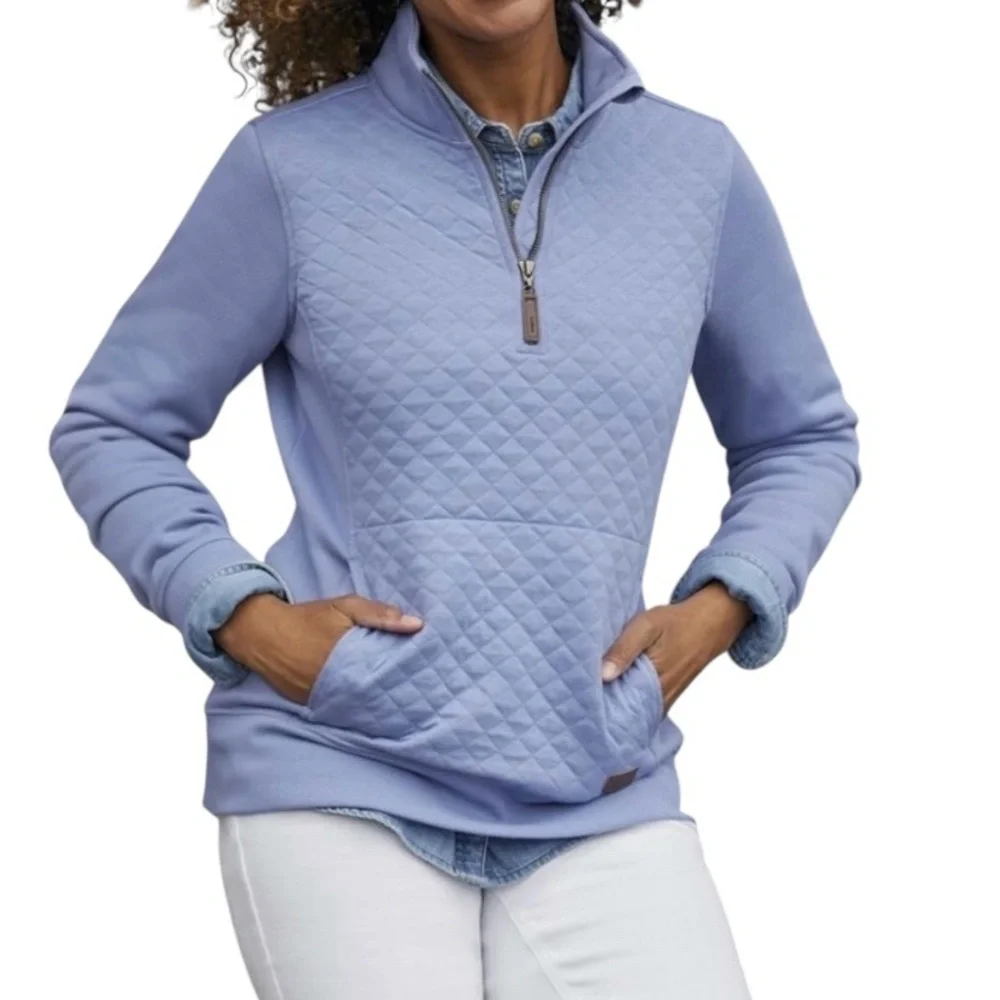 Eddie Bauer Quilted Half-Zip in Blue - Picture 1 of 12